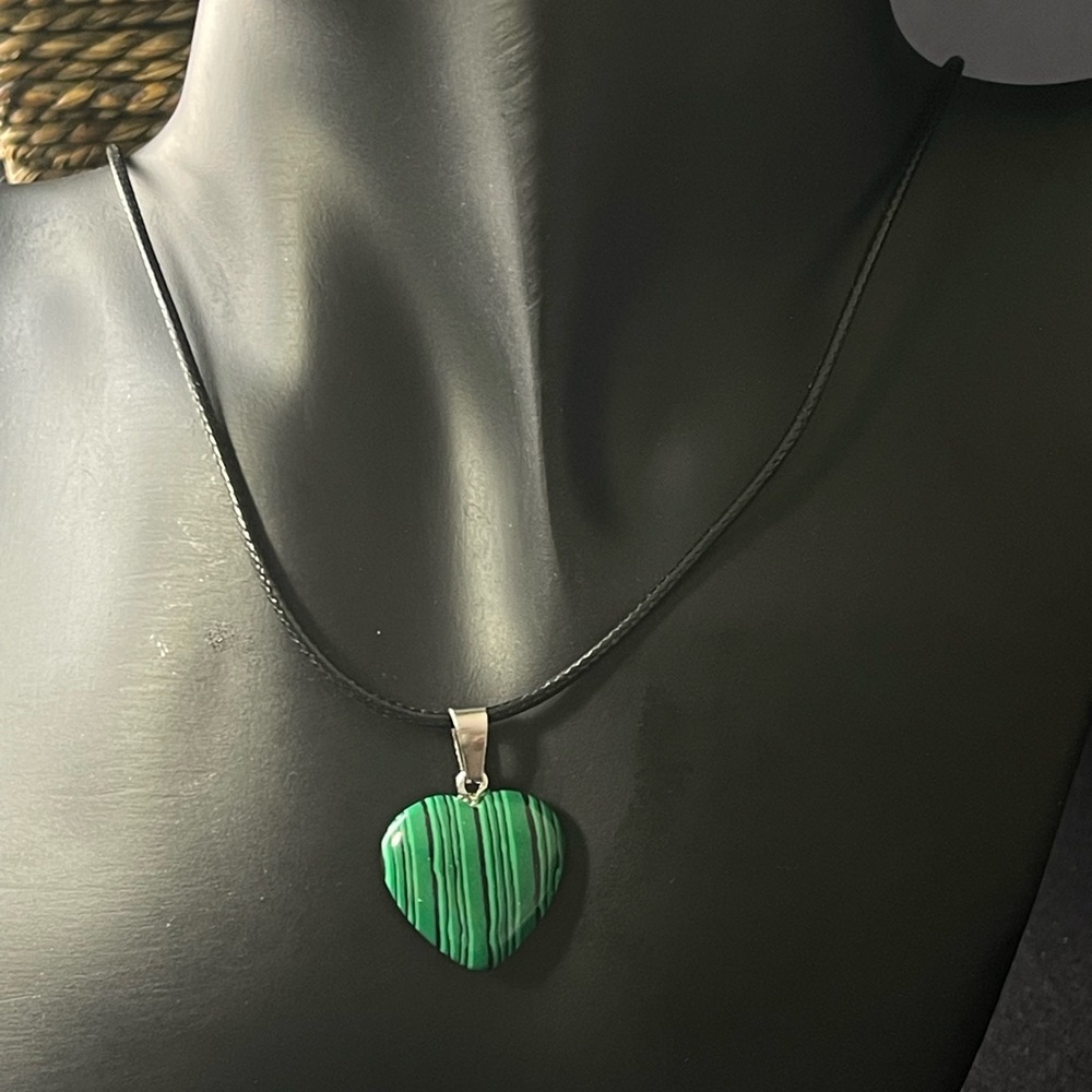 Natural Malachite Gemstone Handmade Love Pendant From Magic Boutique. NWT